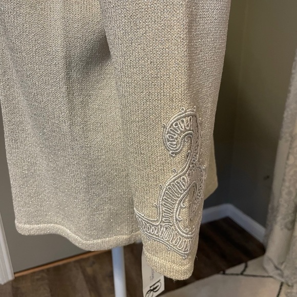 Toula Beige Scroll Appliqué Dressy Knit Jacket 6 - Picture 5 of 11